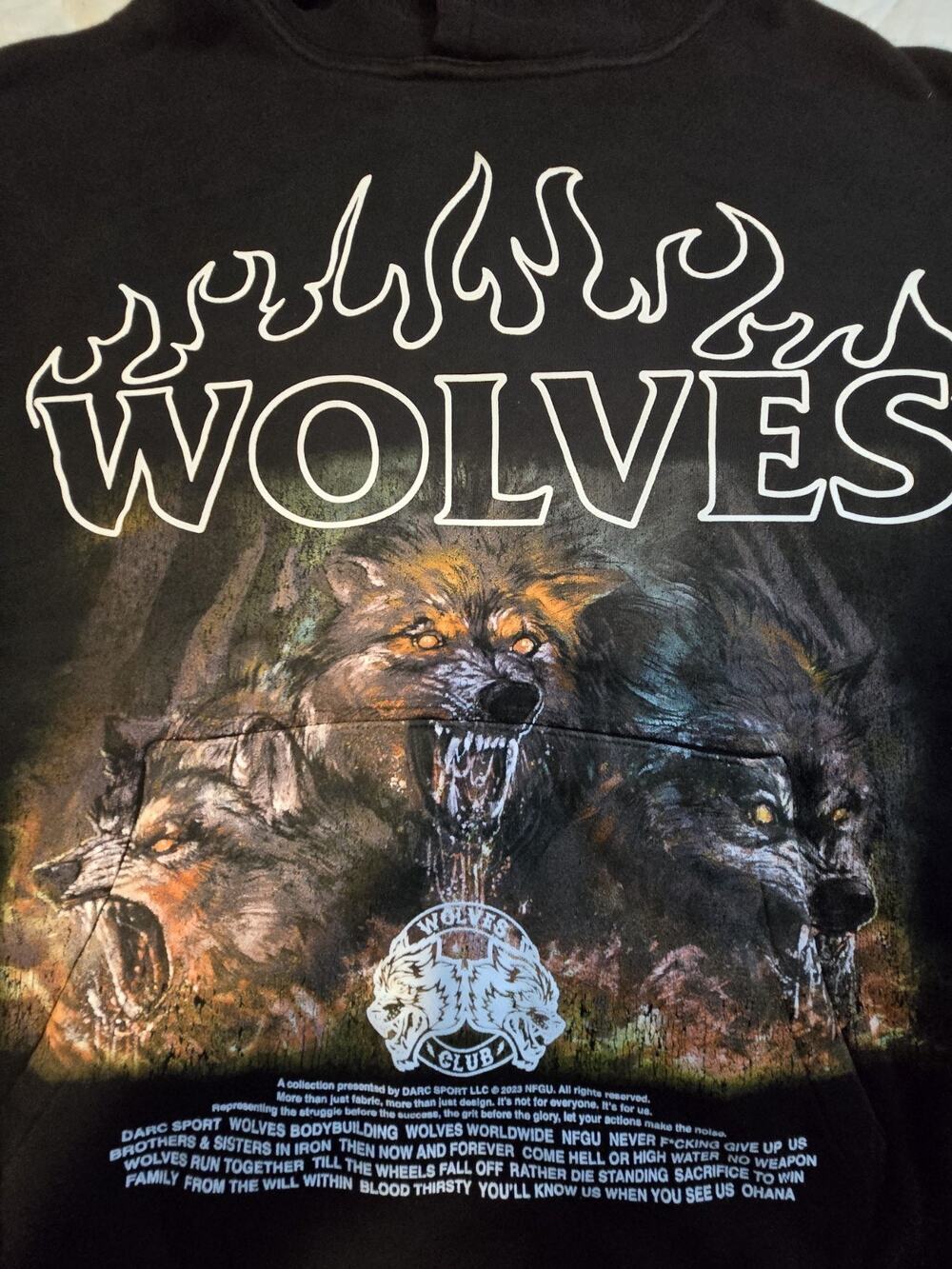 NEW Darc Sport Cerberus V2 Vintage Pierce Hoodie Wolves Black Medium NWT Rare